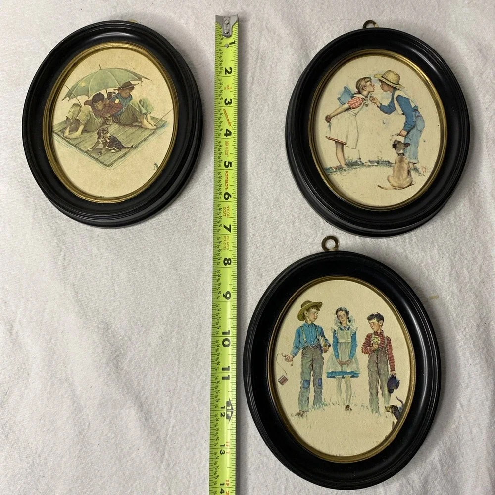 Set Of 3 Norman Rockwell Me And My Pals Series Pictures With Matching Frames